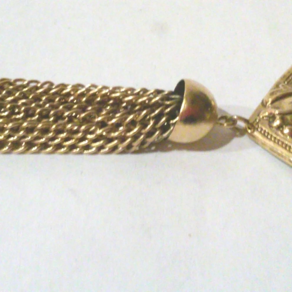 Vintage Art Nouveau Style Heart Tassel Large Brooch Pin